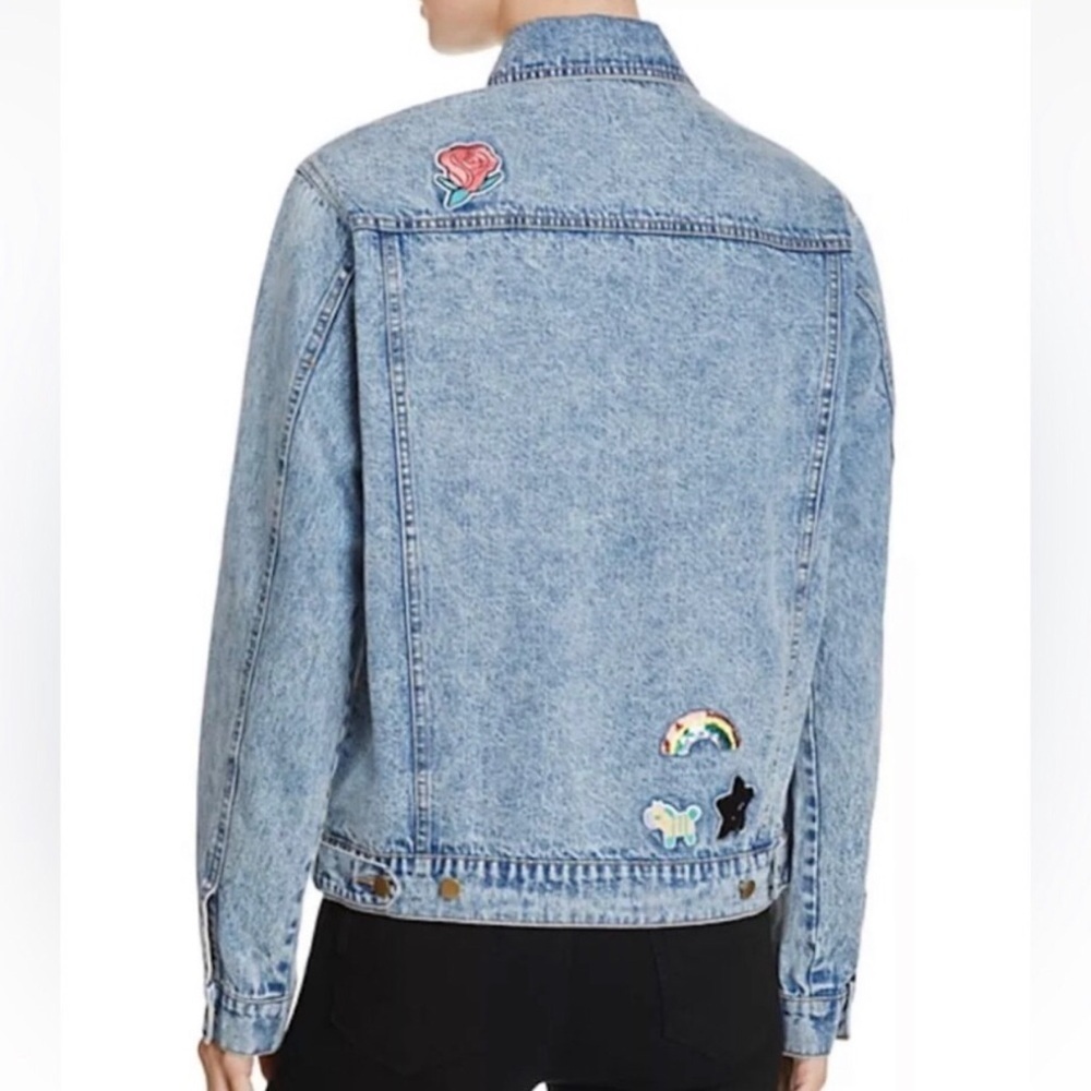 Honey Punch Blue Denim Jacket w/ Various Patches Size S - Picture 5 of 12